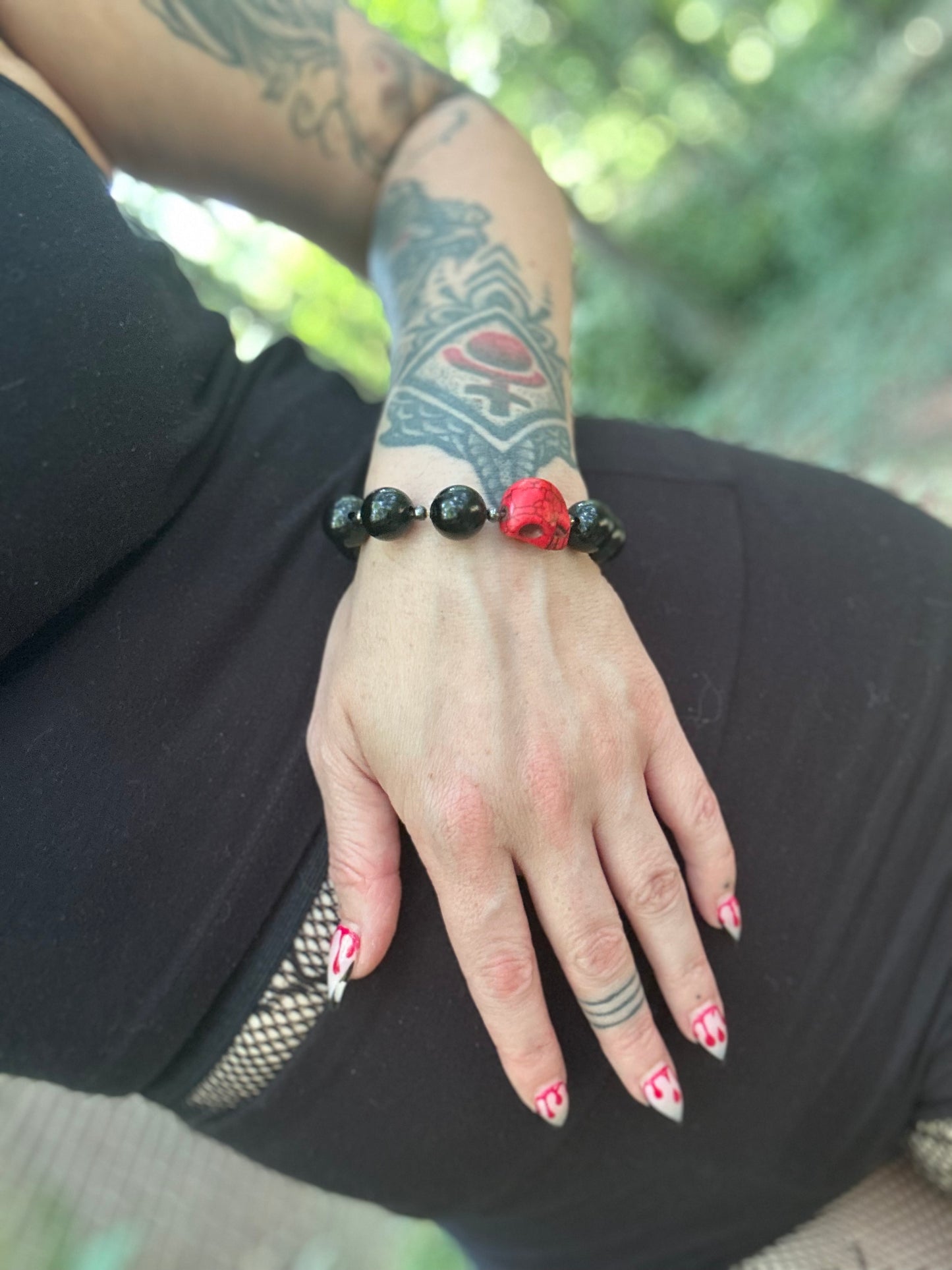 Red and Black Skull Bracelet